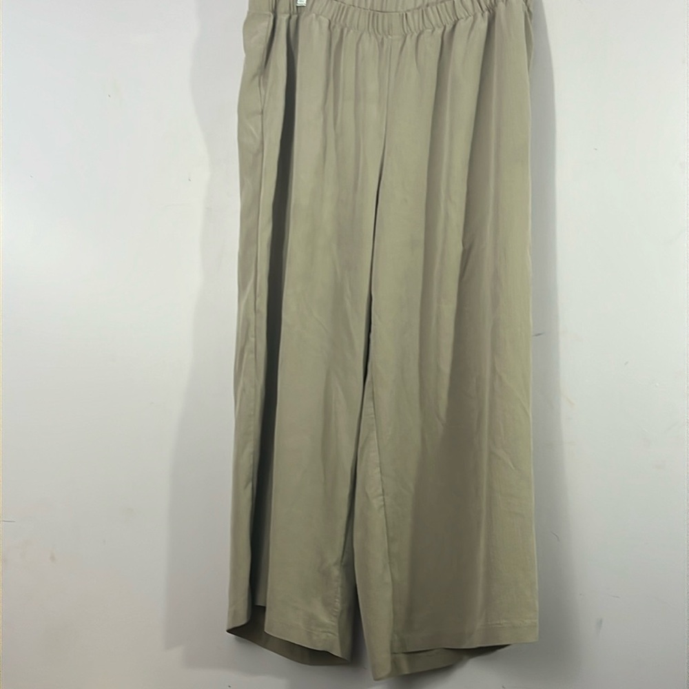 Purejill sand washed tencel/poly wide legged elastic waist pocketed pants,XLT